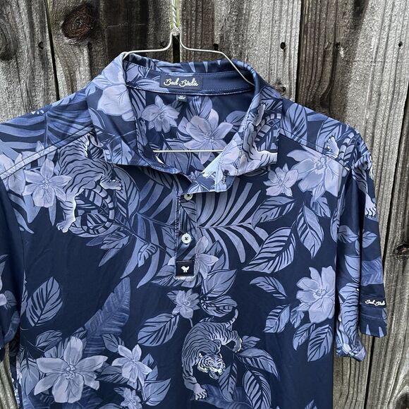 Bad Birdie Shirt Mens Medium Blue Crouching Tiger Polo Golf Performance Stretch - Picture 3 of 12